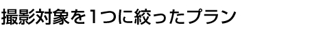 撮影対象を1つに絞ったプラン 撮影対象を1つに絞ったプラン